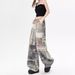 American Retro Newspaper Print Jeans W, Summer Design, Niche High-waisted Straight Wide-leg Floor-length Pants For_ecoleips.com