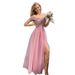 European And American Wedding Foreign Trade Cross-border Sleeveless Slit Sequin Elegant Evening Party Tulle Dress_ecoleips.com