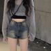 American Style Spicy Girl Denim Shorts Women, Summer Thin High Waist Slimming Straight Wide Leg A-line Hot Pants For_ecoleips.com