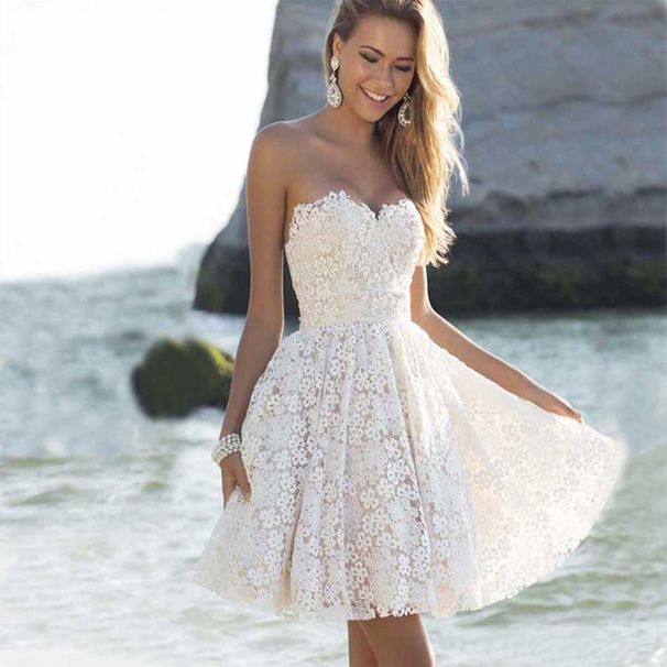 Women's White Floral Print Strapless Bridesmaid Dress Midi Skirt Evening Gown Relaxed Everyday Wear Comfortable Feshion_ecoleips.com