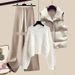 Plus Size Knit Vest & Sweater Set – 3-Piece Winter Outfit With Slimming Pants In Beige/Black (Extended Sizes 4XL)_ecoleips.com