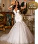 Spring New White Wedding Dress Slim Fishtail Sexy V Neck Long Sleeved Lace Banquet Evening Dress 【Pre-sale | Ships In 15 Days】_ecoleips.com