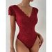 2025 Summer New European And American Solid Color Lace Lace Perspective Deep V Backless Unique Design Jumpsuit_ecoleips.com