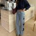 2026 New European And American Cross-Border Women's Fashion Casual Loose Straight-Leg Denim Pants With Pentagram Design_ecoleips.com
