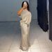 European And American Cross Border Women's Clothing 2025 Summer New Casual Loose V Neck Striped Short Sleeved Top Wide Leg Trousers Suit_ecoleips.com