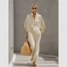 Women's Loose Fit Stand Collar Button Front 3/4 Sleeve Shirt Maxi Dress – Casual Resort Gown For Spring Summer 2026_ecoleips.com