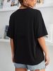 Women's Casual Black Loose Fitting T-Shirt round Neck Short Sleeve Letter Print Simple Sports Top European American Style_ecoleips.com