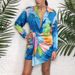 Women's V Neck Floral Print Long Sleeve Button Down Mini Shirt Dress – Casual Spring Summer Gown 2026_ecoleips.com