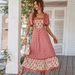 Diyun 2025 Spring Summer European And American Rayon Printed French Print Vacation Style Square Neck Dress_ecoleips.com