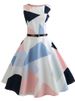 Vintage Music Note Print Pleated Dress Women Summer Vintage 50s 60s Retro Hepburn Big Swing Robe Party Dresses Sexy_ecoleips.com