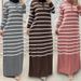 Women's Clothing Knitted Striped Long Fashionable And Elegant Dress_ecoleips.com