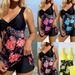 Women's Clothing new fashion sexy tankini long skirt multi color printing ladies split two piece female swimsuit_ecoleips.com