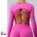 Women's Clothing Autumn New Yoga Clothes Long Sleeves Women Fixed Cup Sexy Cross Back Outdoor Sports Fitness Clothes Tops_ecoleips.com