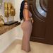 Elegant V-Neck Ruffle Sleeveless Dress – Bodycon Mermaid Gown With High Waist (S-XXL, Black & Nude, Formal & Office-to-Evening Dress)_ecoleips.com