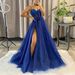 Elegant Slit Long Evening Dress With Spaghetti Straps For Banquet, Party & Hosting – A-Line Silhouette, Polyester Chiffon, Plus Size Available_ecoleips.com