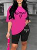 Summer Women's Casual Fashion Letter Pattern Printed Loose T-shirt Shorts Two-piece Set Set Summer Sportswear Suitable For Daily Wear-184_ecoleips.com