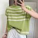 Women's Color Blocked Striped Knit Sweater Trendy Slightly Sheer Loose Fit Sleeveless Versatile Top_ecoleips.com