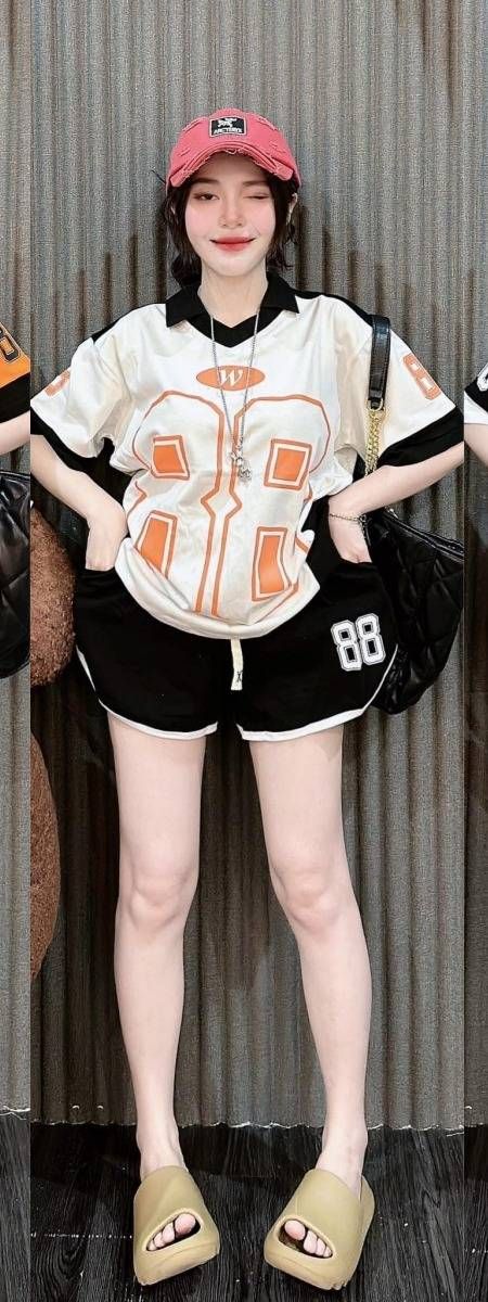 Women's Clothing Fashion Women's Suit Style Sporty Casual Wear Summer Loose Color Blocked Collar Short Sleeved Shorts_ecoleips.com