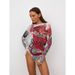 Elegant Long Sleeve One-Piece Swimsuit For Women With Mesh Cover-Up – UV Protection, Sexy & Stylish, Multiple Colors & Patterns_ecoleips.com