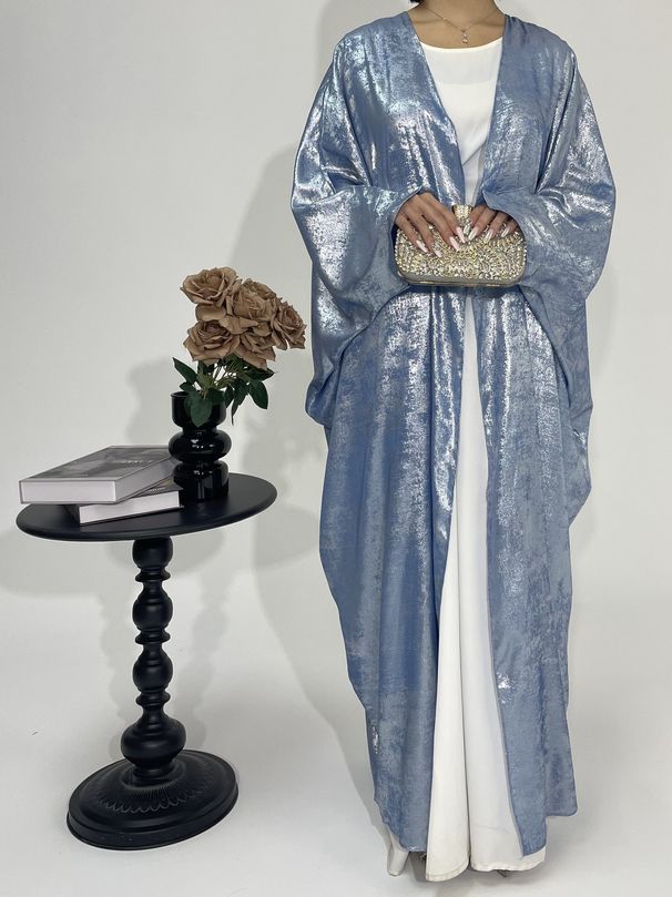 Women's Muslim Clothing Abaya Reflective Jacket Solid Color Long Skirt Dress Robe_ecoleips.com