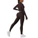 Verve Seamless Leopard Print Long Sleeve Sports Fitness Yoga Women's Zipper Shirt Tight High Waist Two-Piece Set_ecoleips.com