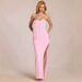 Elegant Bodycon Evening Dress With Thigh High Slit & Off-the-Shoulder Neckline - Solid Color Formal Gown For Parties And Special Occasions_ecoleips.com