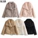 Women's Clothing Luxury Faux Fur Collar Coat - Elegant Oversized Women's Winter Jacket In Soft Grey, Pink, Camel, Black & Cream_ecoleips.com