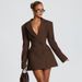 European And American Autumn Winter New Women's Fashion Solid Color Deep V-Neck Waist-Cinching Pocket Women's Quality Suit Dress
_ecoleips.com