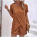 Women's Solid Color Asymmetrical Top And Shorts Set - Casual Summer Two-Piece Outfit_ecoleips.com