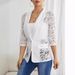 2025 New Elegant Solid Color Fashion Lace Splicing Small Suit Jacket Women's Tops_ecoleips.com