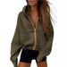"Y2K Fashion Women's Zip-Up Hooded Sweatshirt With Pockets, Oversized Long Sleeve Jacket For Streetwear Casual Wear, Polyester Blend, Multiple Colors_ecoleips.com