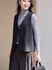 Carbon Gray V-neck Outerwear 2025 Autumn And Winter Simple Trendy Double-sided Woolen Vest For Women_ecoleips.com