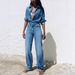 Women's Clothing Jumpsuit With Collar Women’s Denim Jumpsuit – Spring 2025 Casual Long Sleeve Romper With Button Details & Relaxed Fit (XS-L, Blue)_ecoleips.com