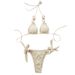 Summer Women's Bikini Swimsuit Style Wave Fabric Metal Ring Strap Relaxed Everyday Wear Comfortable Feshion_ecoleips.com