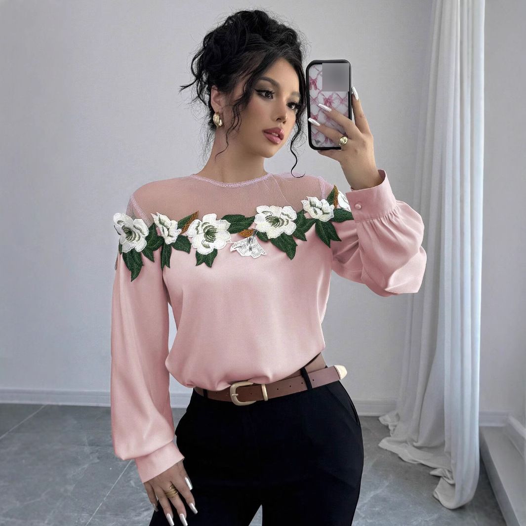 Women's Clothing Cuckoo Style Mesh Splicing Flowers_ecoleips.com