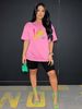 Summer Women's Casual And Fashionable Love Letter Print Loose T-shirt+shorts Two-piece Sportswear Suitable For Daily Wear-46_ecoleips.com