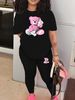 Women's Fashion Set With T-Shirt Trousers And Short Sleeves Pant Sets_ecoleips.com