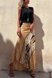 Women's Clothing A Line Printed Skirt Comfortable Casual Skirt + Sleeveless Tassel Vest Set_ecoleips.com