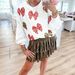 Bow & Sequins Sweatshirt – Oversized Christmas Long Sleeve Top (XS/S/M/L, Pink/Beige)_ecoleips.com