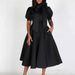 Women's Clothing Spring And Summer Temperament Puff Sleeve Solid Color Design Waist Strap Long Skirt_ecoleips.com