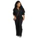 European American Women's Fleece Lined Sweatshirt Set Thickened Sportswear Loose Fit plus Size Winter Two-Piece_ecoleips.com