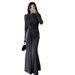 Sexy Fashion Women's round Neck Dress Slim Fit Solid Color European American Style Cross Pleated Waist Temperament Dress_ecoleips.com