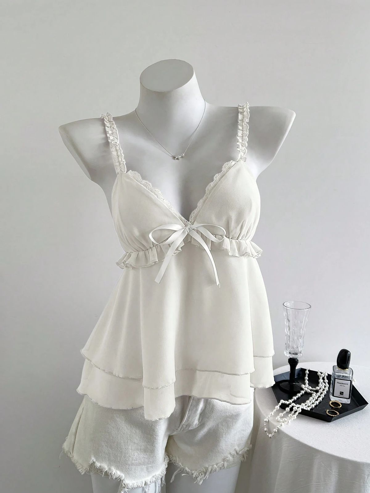 Women's Clothing Holiday Style Sweet Lace Earrings Pure Desire To Show Chest Shape V Neck Suspenders Small Vest_ecoleips.com