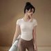 Nude Feel Skin Friendly Short Sleeve Sportswear Top With Bra Pads For Pilates Yoga High End Women's T-Shirt New Spring Style_ecoleips.com