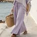 Women's Summer Wide Leg Pants Set Loose Fashion Casual Top And Bottoms Retro Elegant Purple Literary Style Clothing_ecoleips.com