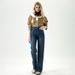 Orange Silk Women's Clothing#Retro Blue Narrow Wide-Leg Jeans For Women 2024 New High-Waisted Loose Straight Pants_ecoleips.com