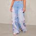 2025 Bow High Waist Wide Leg Jeans Street Distressed Loose Ladies Jeans_ecoleips.com