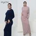 Women's Clothing Modest Abaya Dress Velvet-Touch Wrap Dress With Detachable Cape – Winter Luxe Two-Piece Set (Office-to-Event Versatility)_ecoleips.com