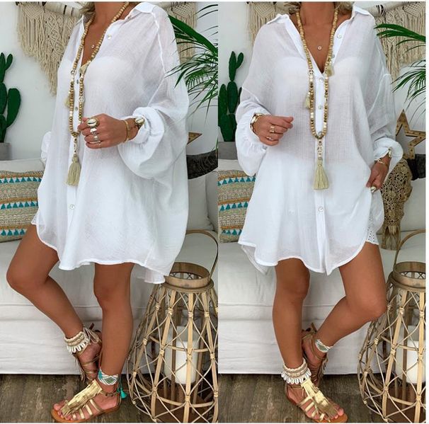 Cross-border Foreign Trade 2026 European And American Cotton-linen Plus Size Buttoned Loose Long-sleeve Casual Shirt_ecoleips.com