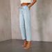 Casual loose mid rise straight cut women's washed fashion jeans Cross border foreign trade European and American JEANS_ecoleips.com